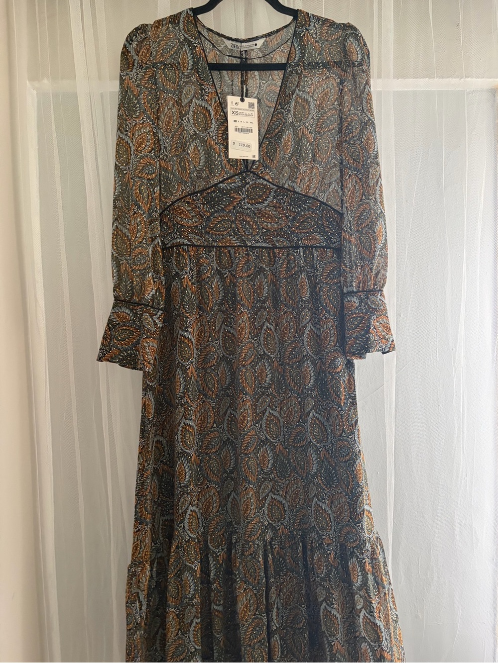 Boho Paisley Long Sleeve Maxi Dress - Multicolor